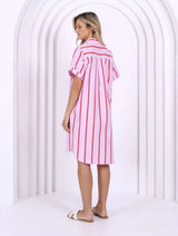 Karina Dress - Pink/Red Stripe