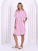 Karina Dress - Pink/Red Stripe