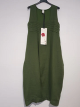 Aurelie Linen Summer Dress - Forest Green - OS
