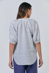 Linen Top - Blueberry Stripe