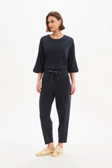 Barrel Leg Lounge Pant - Navy / Navy Stripe