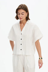 Textured Pinstripe Shirt - White