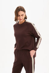 Stripe Sleeve Sweat - Chocolate/Cream Stripe
