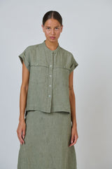 Linen Top - Artichoke