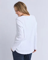 Veronica Rib L/S Tee - White