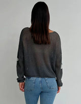 Rae Flower Knit - Charcoal
