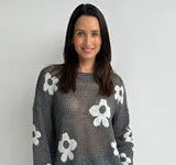 Rae Flower Knit - Charcoal