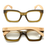 ZAHRA KHAKI - Wooden Blue Light Blocking Magnifying Reader