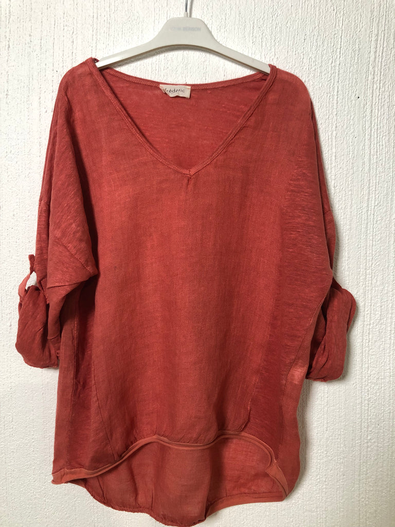 Linen t-shirt - Burnt Brick