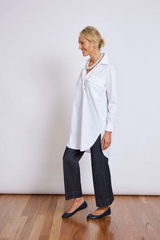 Montaigne Cotton Poplin Button Up Shirt - White - OS