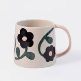 Charcoal/Pink Centre flowers Large Mug