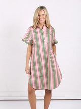 Karina Shirt Dress - Green Pink