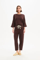 Barrel Leg Lounge Pant - Chocolate/Cream Stripe