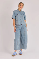 Barrel Leg Jeans - Mid Blue Wash