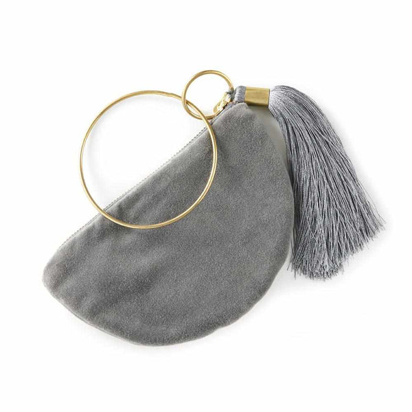 Bangle Purse Velvet with Tassel - Slate
