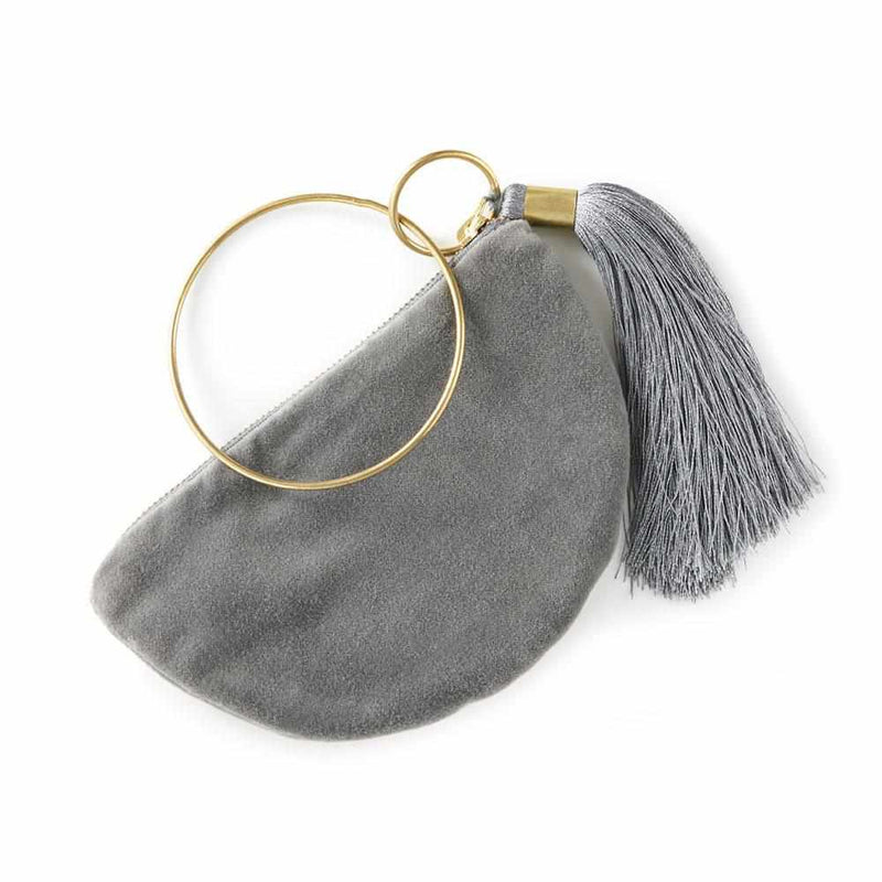 Bangle Purse Velvet with Tassel - Slate
