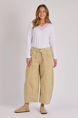 Barrel Leg Cord Jeans - Stone
