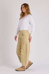 Barrel Leg Cord Jeans - Stone