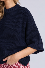 Luela Short Sleeve Knit - Navy