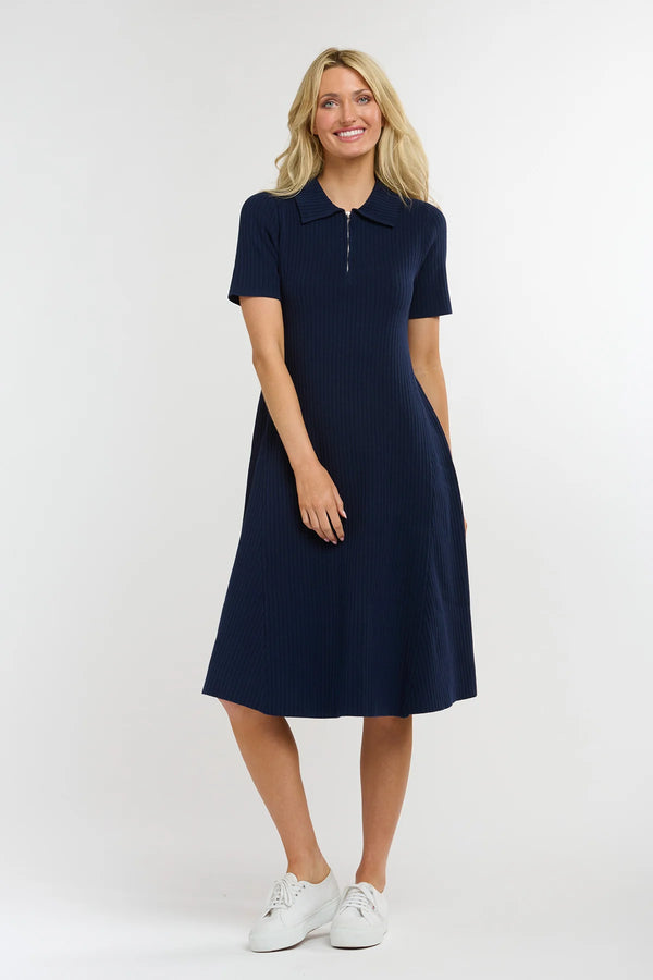 Trainer Rib Knit Dress - Indigo