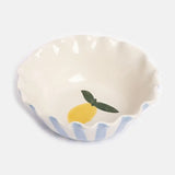 Blue Outside Stripe / Lemon Motif Frilly Bowl