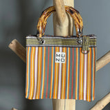 Nylon Mini Tote with Bamboo Handle - Sunset Stripe