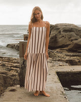 Ebby & I Linen Motion Maxi Dress Brown