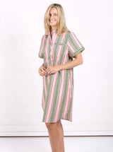 Karina Shirt Dress - Green Pink