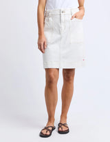 Atlas Denim Skirt White