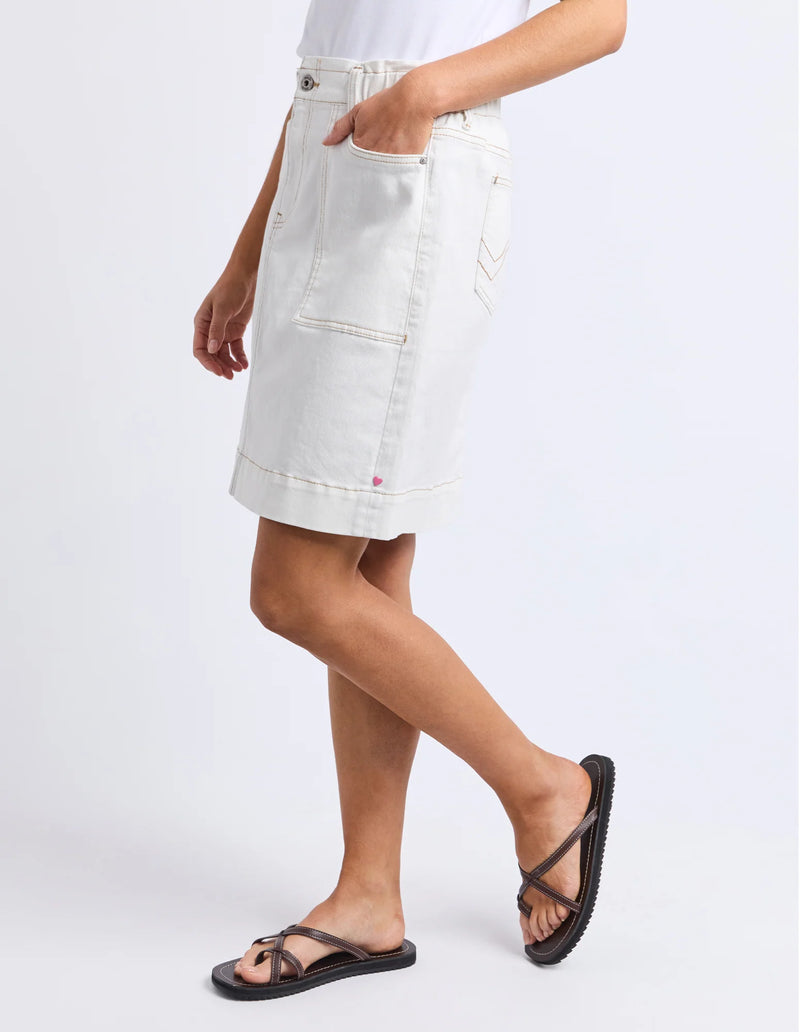 Atlas Denim Skirt White