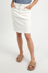 Belle Denim Skirt - White
