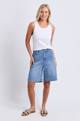 Birdie Long Denim Short - Light Blue