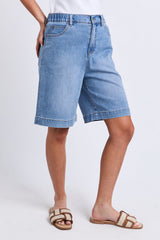 Birdie Long Denim Short - Light Blue