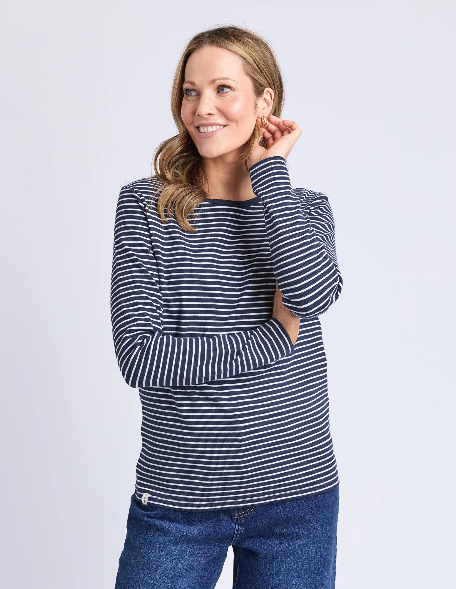 Hayley Rib L/S Tee - Navy – Watermelon Red