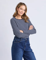 Hayley Rib L/S Tee - Navy