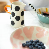 Pink Hearts / Mustard Round Shallow Bowl - Caroline Gardner