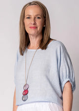 Solene Linen Top - Baby Blue
