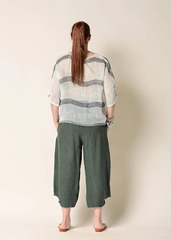 Haddon Top in Cream with Khaki Stripe