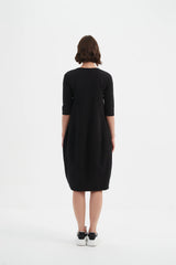 Diagonal Seam Winter Dress - Deep Ocean