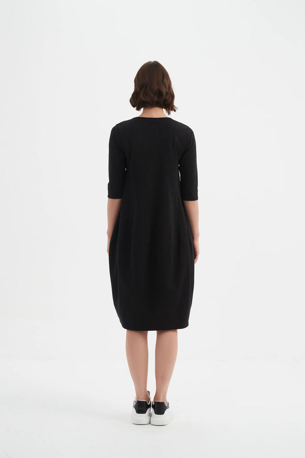 Diagonal Seam Winter Dress - Deep Ocean