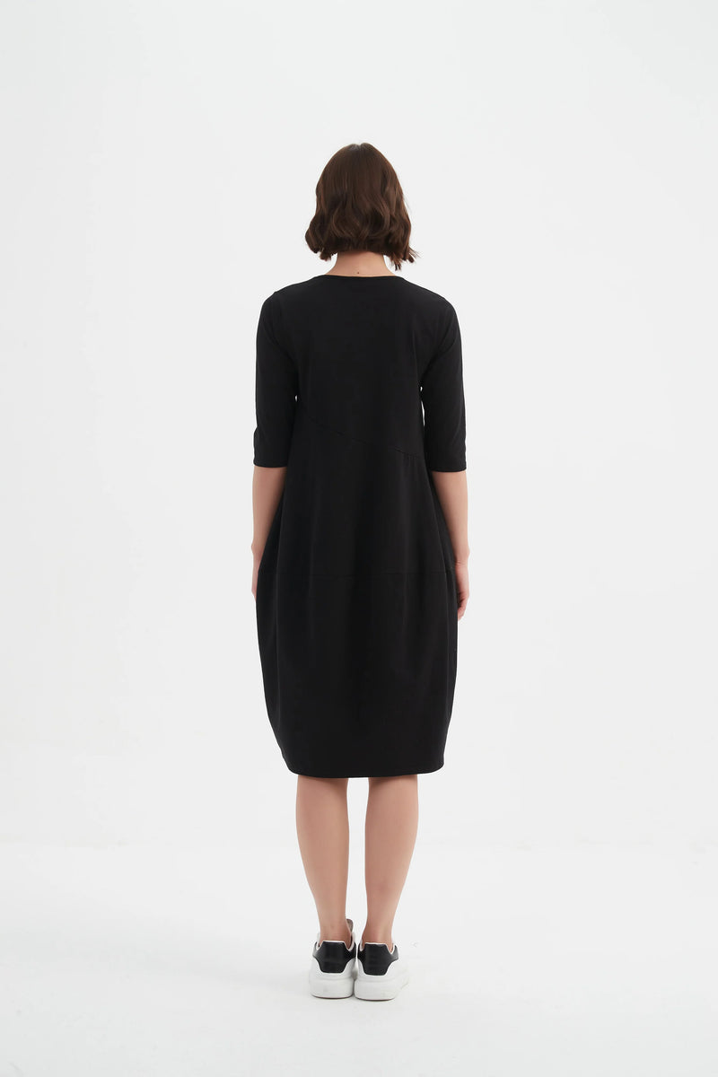 Diagonal Seam Winter Dress - Deep Ocean