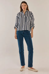 Erin Crop Shirt - Navy