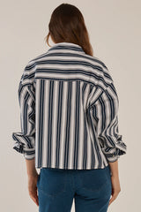 Erin Crop Shirt - Navy