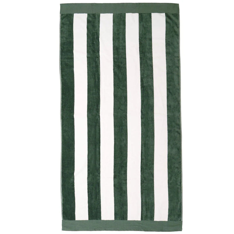 Classic Stripe Beach Towel - Moss