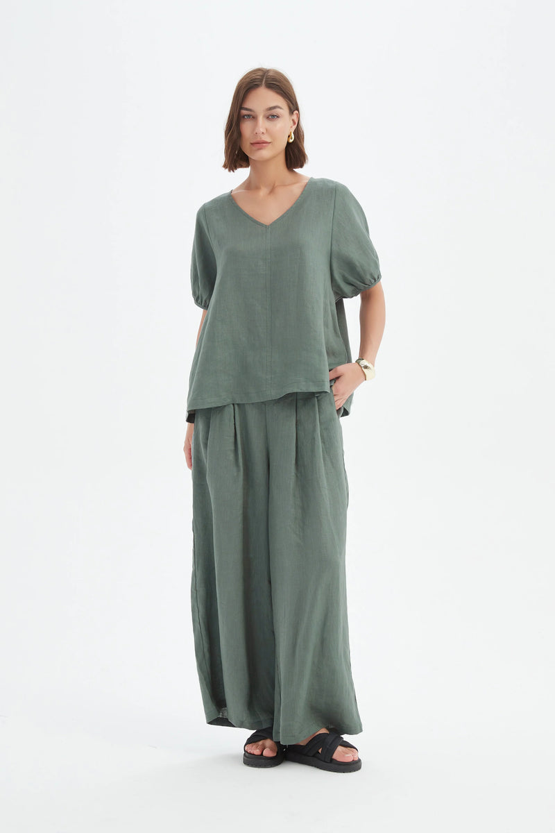 Bishop Sleeve Top - Petrol