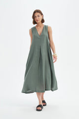 Inverted Pleat Dress - Petrol