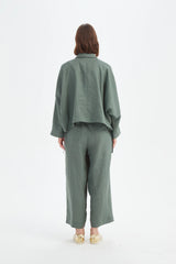 Wide Crop Overshirt - Petrol