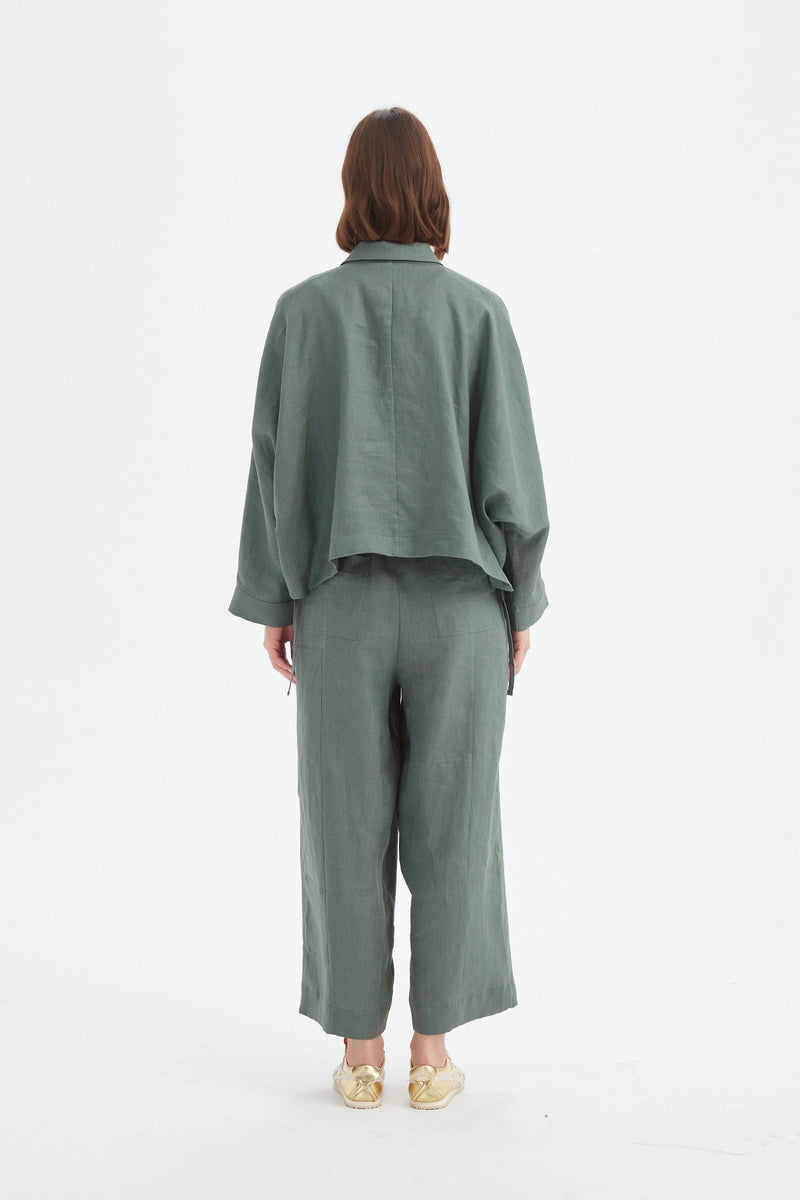 Wide Crop Overshirt - Petrol