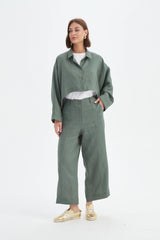 Wide Crop Overshirt - Petrol