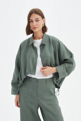 Wide Crop Overshirt - Petrol